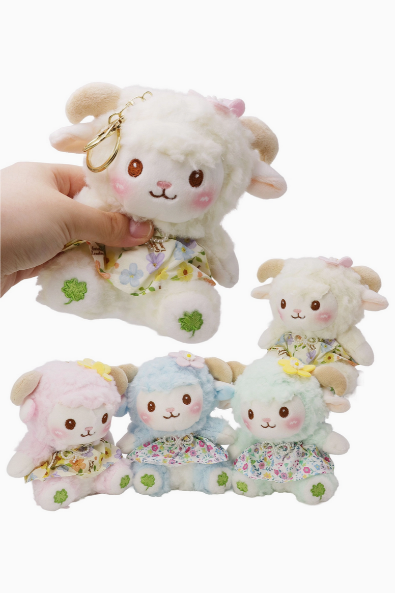 Lucky Wooly Lamb Fuzzy Stuffed Key Chain