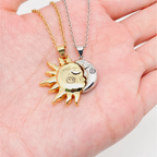 Sun and Moon's Kiss: Romantic Couple's Pendant Necklace