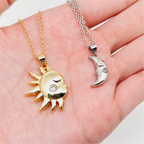 Sun and Moon's Kiss: Romantic Couple's Pendant Necklace