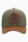 Mexico Coat of Arms Faux Oil Leather Trucker Hat