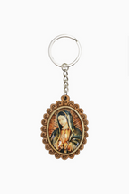 Our Lady of Guadalupe Epoxy Resin Infused Wood Key Chain