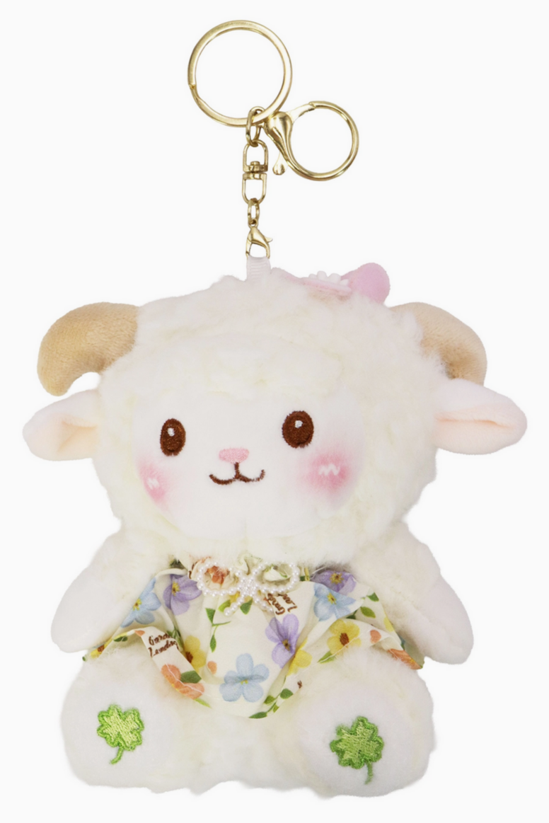 Lucky Wooly Lamb Fuzzy Stuffed Key Chain