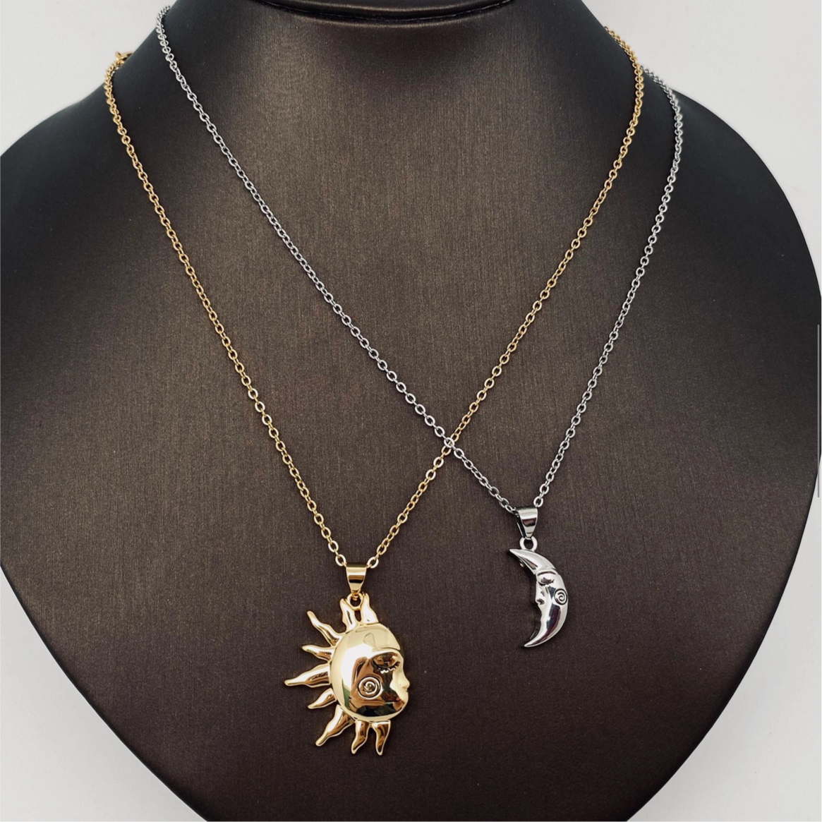 Sun and Moon's Kiss: Romantic Couple's Pendant Necklace