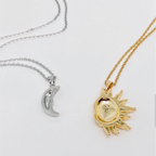 Sun and Moon's Kiss: Romantic Couple's Pendant Necklace