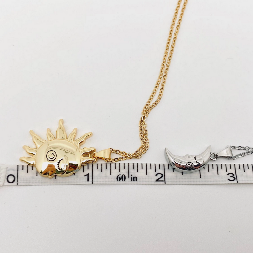 Sun and Moon's Kiss: Romantic Couple's Pendant Necklace