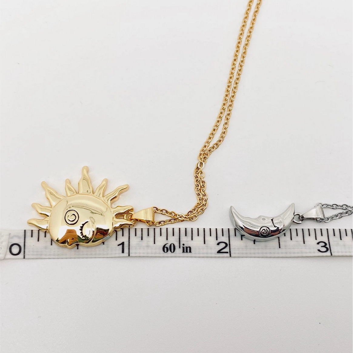 Sun and Moon's Kiss: Romantic Couple's Pendant Necklace