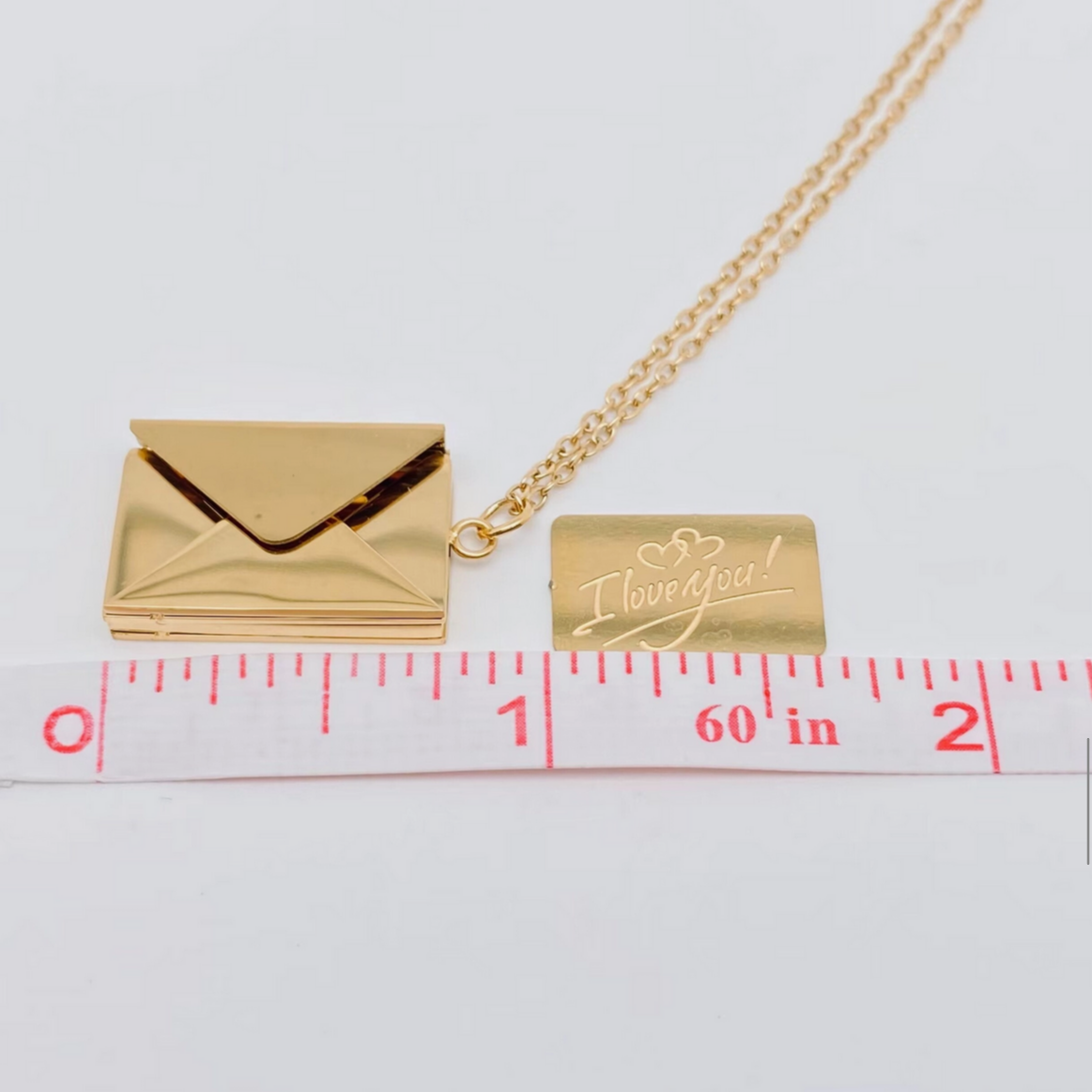 "I Love You" Stainless Steel Openable Envelope Necklace